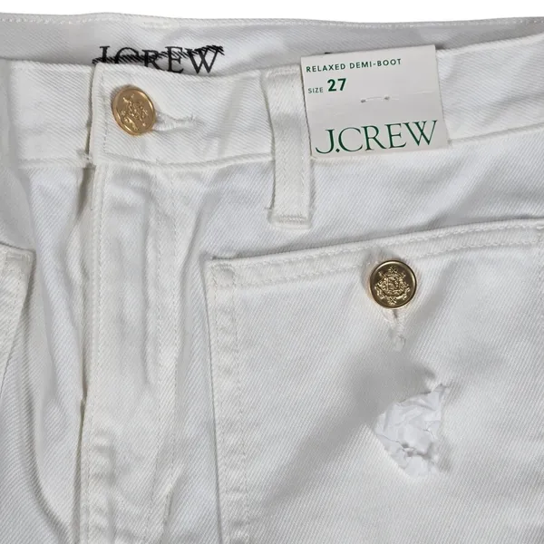J. Crew Sailor mid-rise relaxed demi-boot‎ jean in white 27 BZ728 NWT - Image 3
