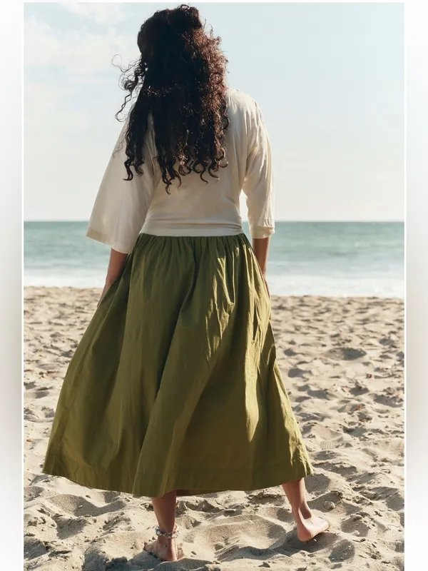 Free People free est sunlit chic midi dress in olive spring - Image 2
