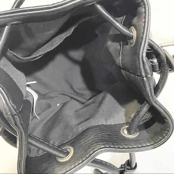 American Eagle Black Faux Leather White Sherpa Bucket‎ Bag - Image 4