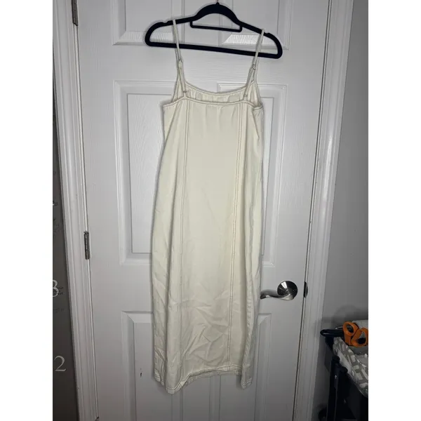 LE LIS Cream Denim 100% Cotton Tank Midi‎ Dress Size M - Image 2
