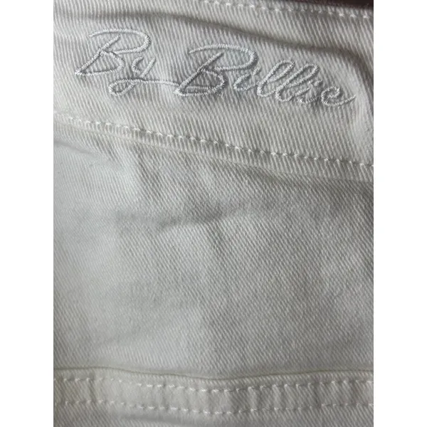 By Billie Womens White Denim Cropped Wide Leg Jeans Raw‎ Hem Size L 32 - Image 5