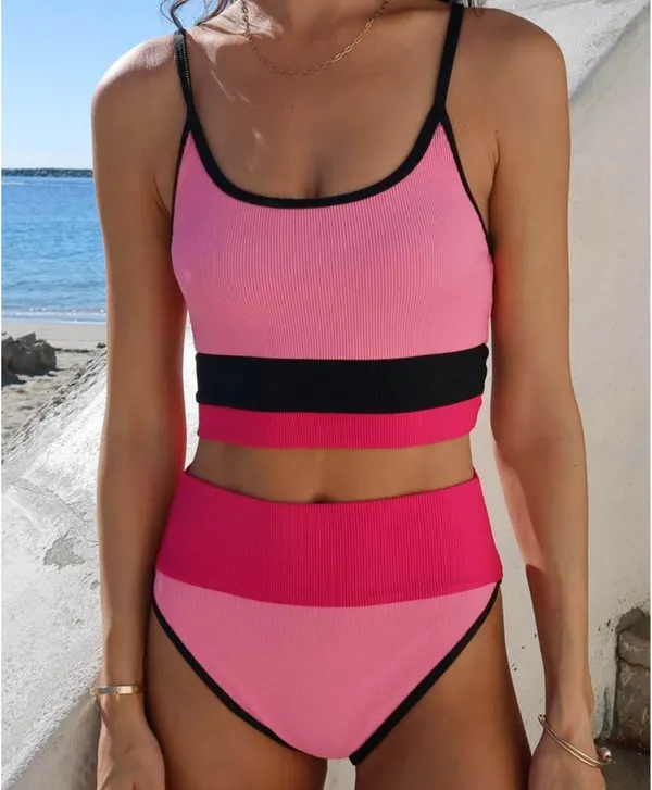 Beach Riot Colorblock Pink Bikini Set - Image 6