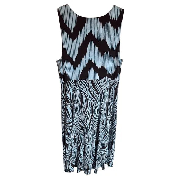 Tommy Bahama Viscose Sleeveless Dress Medium Blue Brown Abstract Print A-Line - Image 3