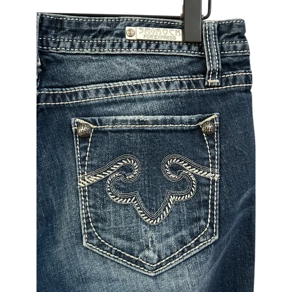 Rock For Express Y2K‎ Jeans Womens Size 6R Boot Cut Dark Wash Denim Embellished - Image 4