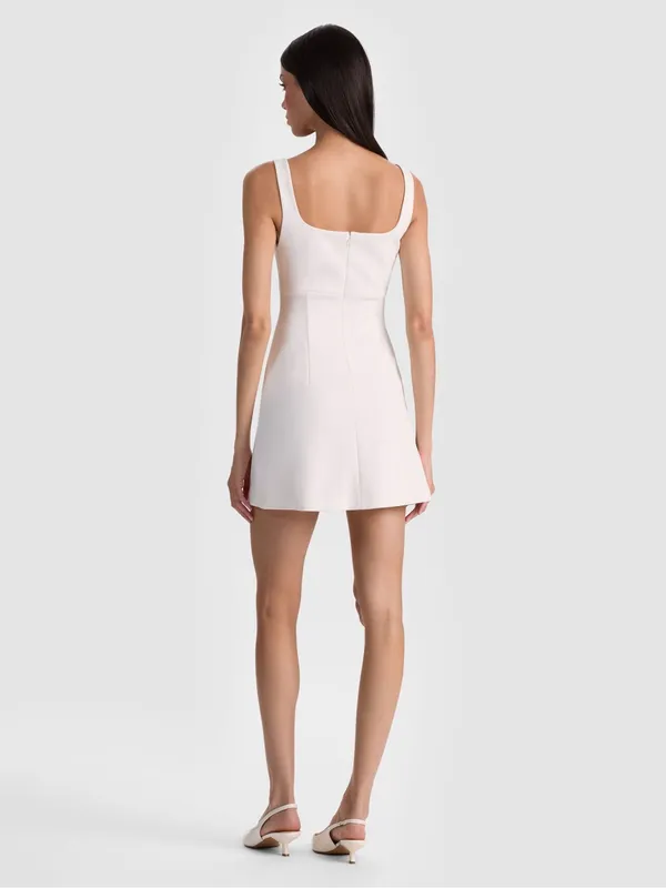 Alice + Olivia Mikaela Off White Square Neck Scuba Mini Dress NWT Size 8 - Image 2
