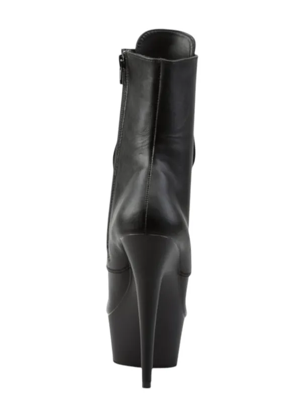 new Pleaser 𖤐 Delight 1020 Platform Stiletto Lace Up Boot 𖤐 Black Faux Leather - Image 5