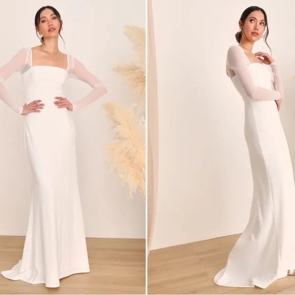 LULUS Bridal Wedding Elegant Chic Long Sleeve Mermaid Gown NWOT - Image 4
