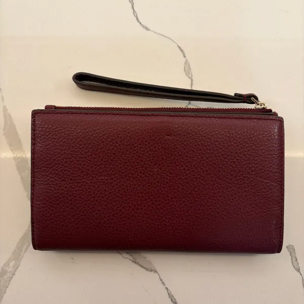 Kate Spade Burgundy Pebbled Leather Wristlet Wallet - Image 2