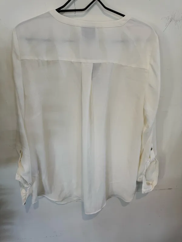 JM Collection White V-Neck Button-Front Women's Blouse - Image 3