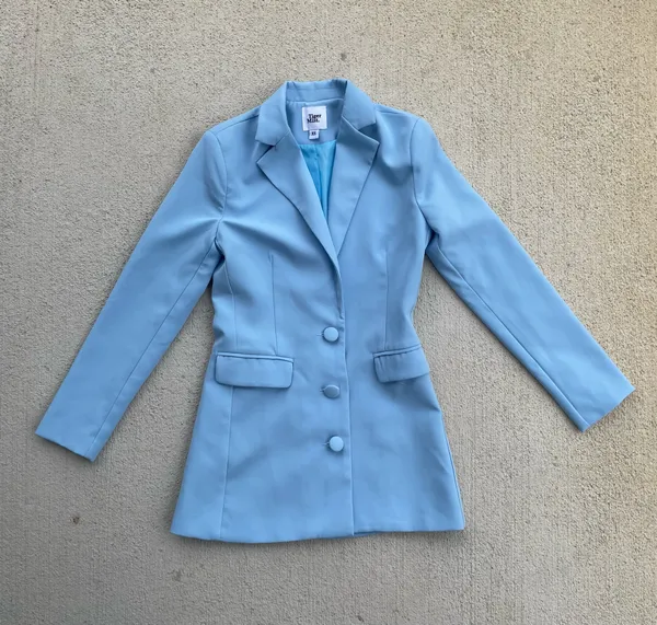 Tiger Mist Baby Blue Blazer XS Y2K Tailored It Girl Jacket - Image 2