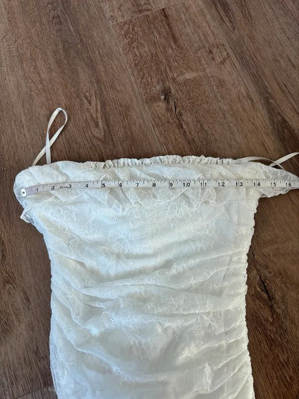 Windsor Strapless White Lace Midi Dress - Size Medium - Image 3