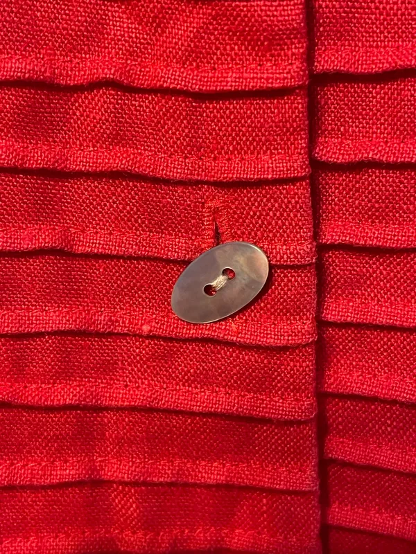 Vintage Freeport Studio 100% Linen Sleeveless Maxi Dress Red Size M Button - Image 6