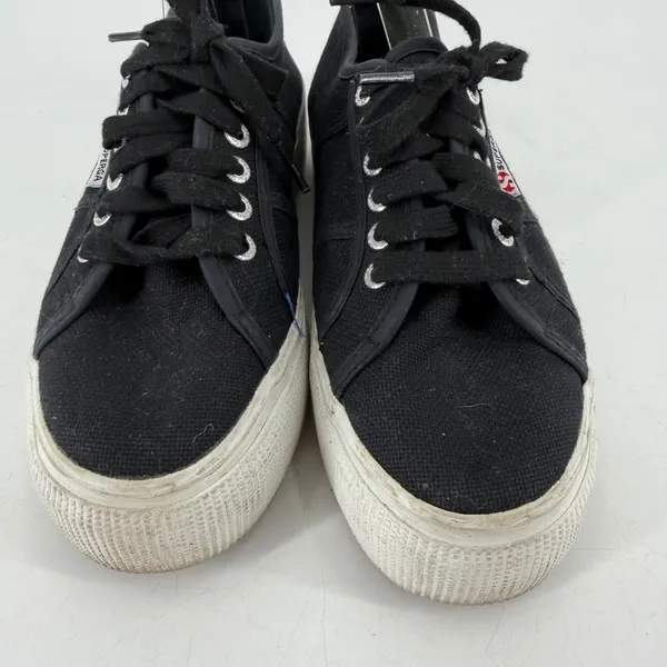 Superga Platform‎ Sneakers Women 39.5 Black Canvas Chunky Streetwear Size 8.5 - Image 3