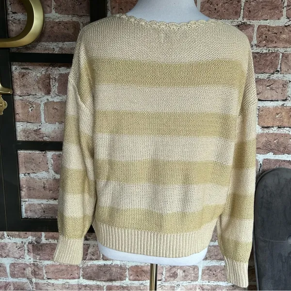 LOFT Tan Stripe Sweater Sz Small - Image 4