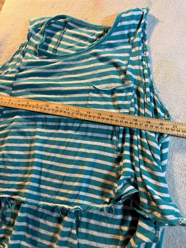 We The Free Teal and White Stripe Tank Hi-Lo Women’s Medium - Image 2