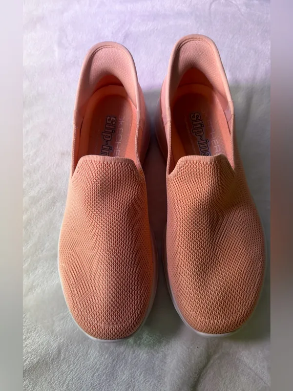 Skechers Pink Mesh Slip-On Walking Sneakers - Image 4