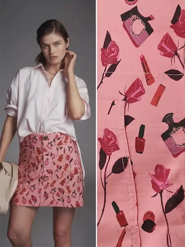 Anthropologie Maeve The‎ Anisa Makhoul Colette Mini Skirt Pink Rose Size Small - Image 2