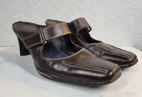Aerosoles Two Beauty Womens 9.5 Brown Leather Mary Jane Square Toe Open Back - Image 2