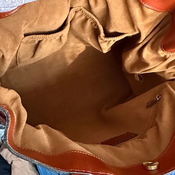 Patricia Nash Everton Tooled Leather Slouch‎ Drawstring Tote Bag Tan Cognac - Image 5