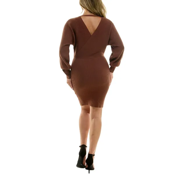 NWT Rosie Harlow Neck Dolman Sleeve Ribbed Sweater Dress Capuccino Brown S - Image 2