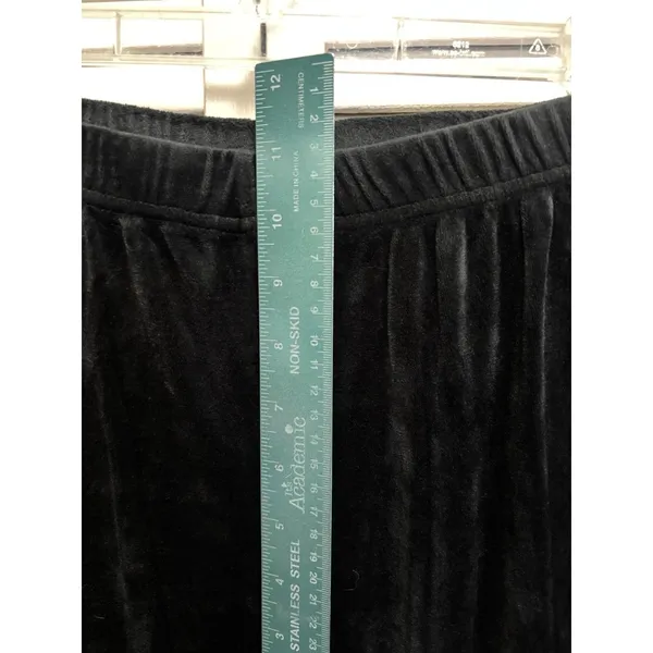 Juicy Couture Y2K Velour Straight Leg Pants Size L Logo Rhinestones Black EUC - Image 2