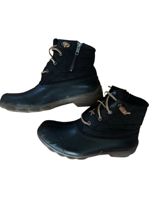 Sperry Women’s Black Quilted Duck Boots Lace Up Waterproof Rain Snow Boots 8 - Image 2