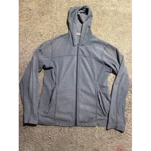 REI Co-op Womens Gray Full Zip Fleece Hoodie Jacket Size‎ Medium RN37249 - Image 2