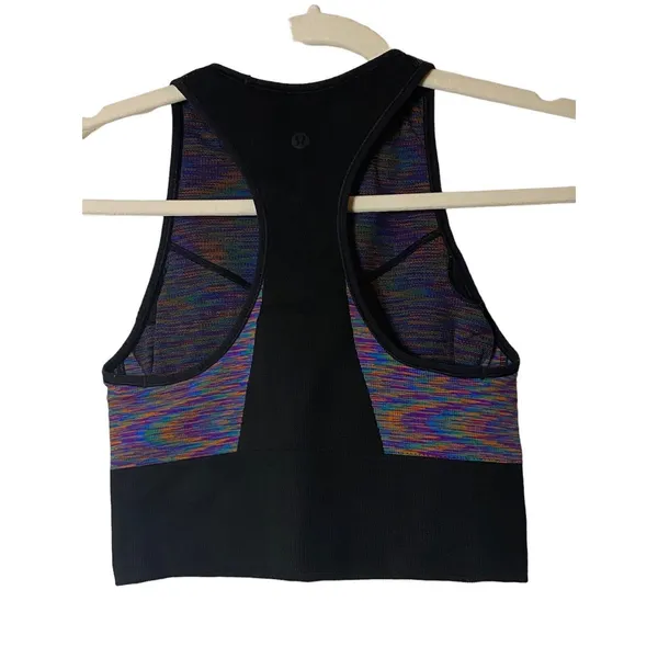 Lululemon‎ Love Revealed Bra Black Rainbow Seamless Racerback Size 6 - Image 3