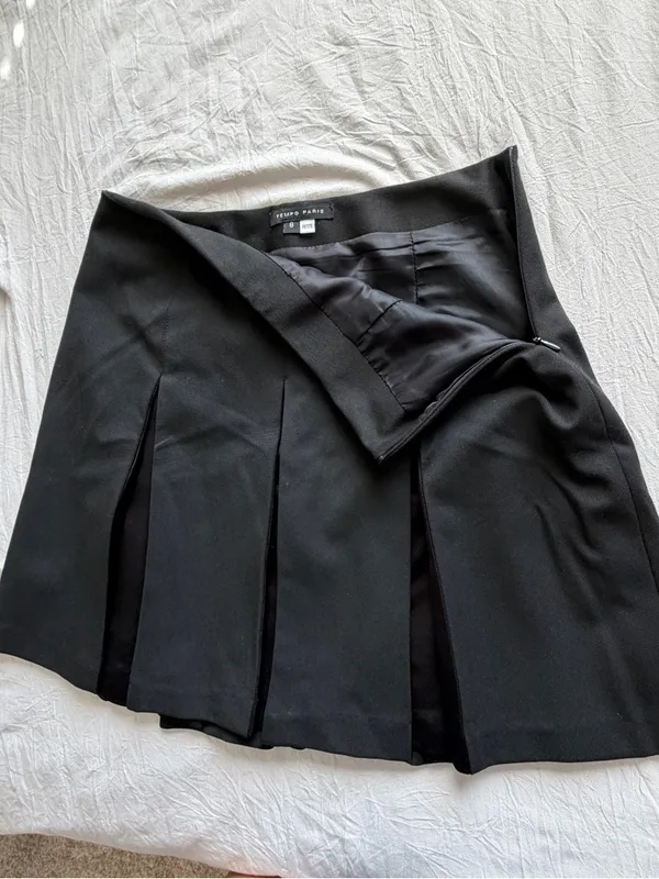 Tempo Paris‎ Black Pleated Mini Skirt Size 8 Petite - Image 6