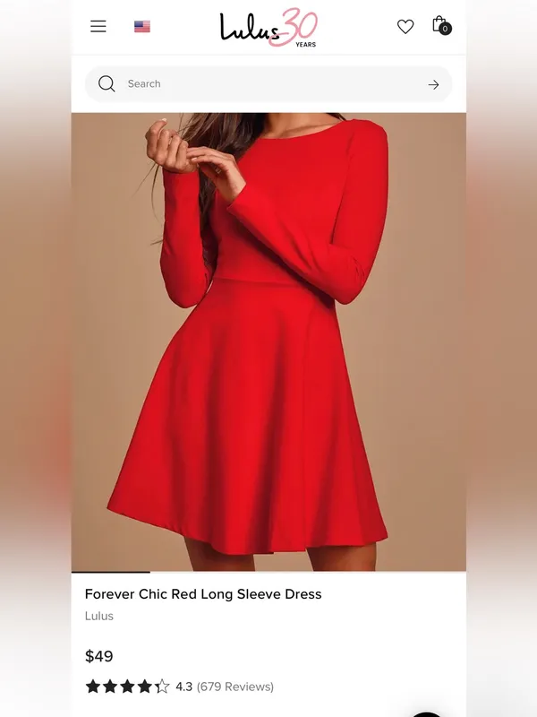 NWT Lulus Women’s Red Forever Chic Red Long SleeveMidi Dress Size Medium - Image 3