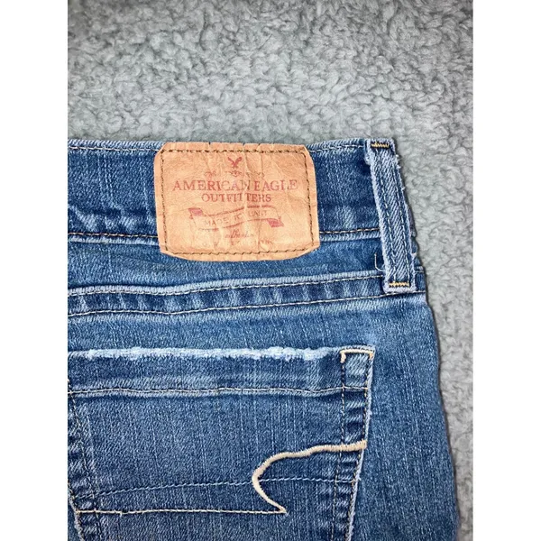 Vtg American Eagle Flare Leg Jeans Women 10 Low Rise Stretch Distressed 30x30‎ - Image 14