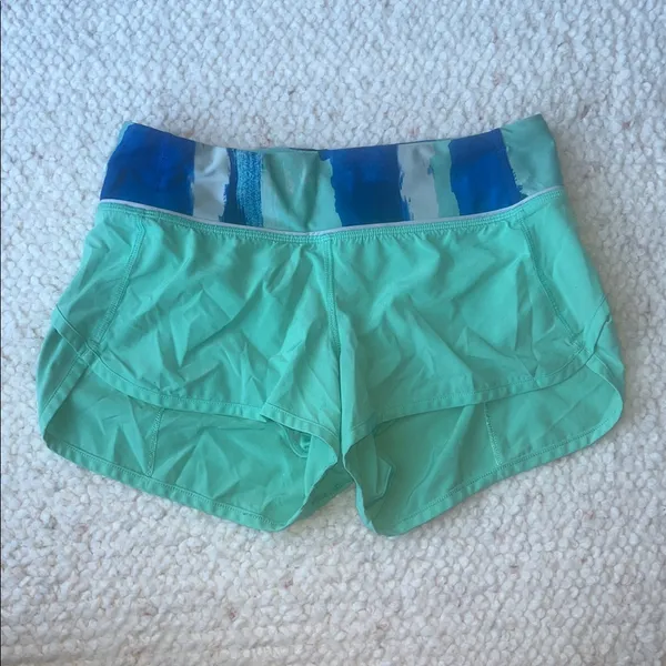 Lululemon Speed‎ Short 4-Way Stretch Menthol / Brush Strokes Harbor Blue 2 - Image 4