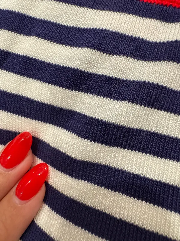 Navy, White, and Red Boutique Sweater Top - Image 4