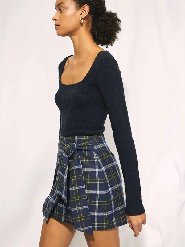 Aritzia Wilfred Wrap-Front Plaid Skirt Wool Cashmere Blend - Image 4