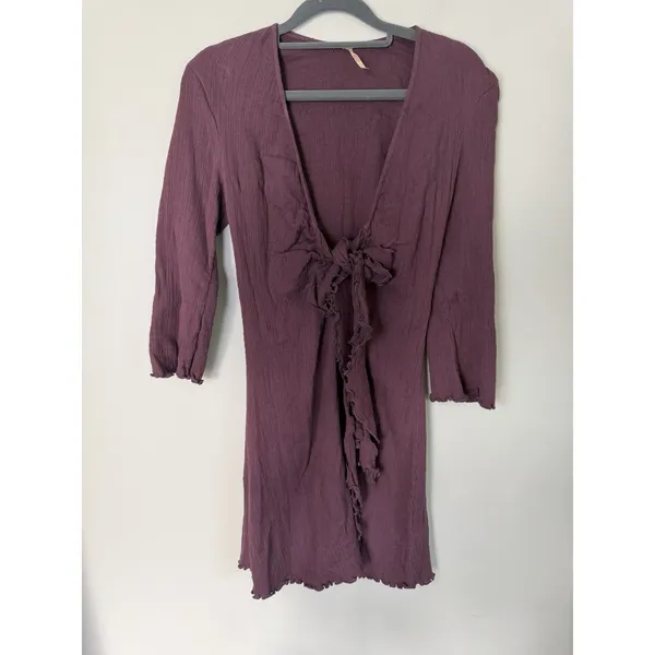 Free People Kianni Mini Dress Chocolate Merlot NWT SZ Small NEW - Image 3