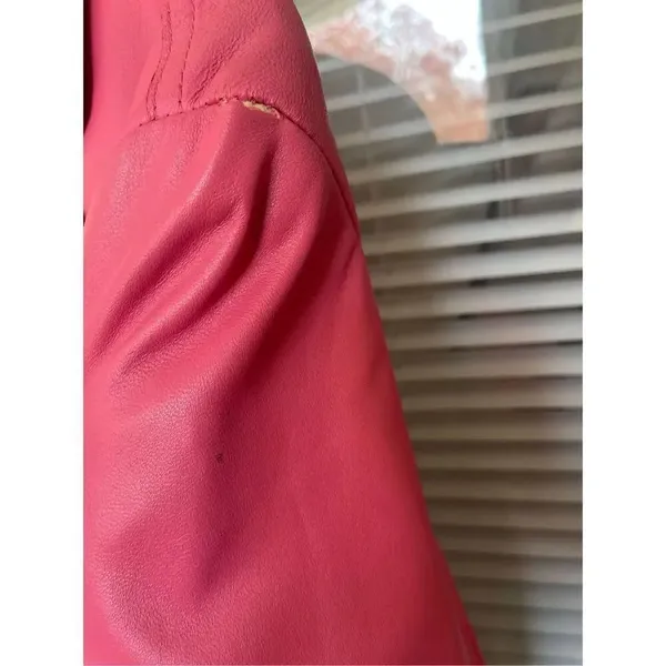 Vintage Pamela McCoy Collections Leather Fuchsia Blazer Jacket S - Image 9