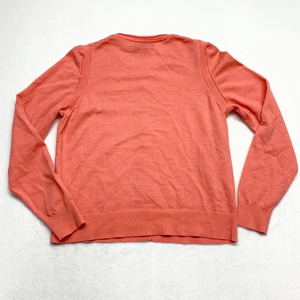 Banana Republic Merino Wool Cardigan‎ Womens Size L Coral Pink Button Up Sweater - Image 8