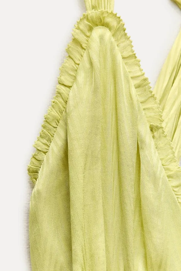 Zara maxi long bohemian lime lemon yellow summer wedding vacation casual - Image 15
