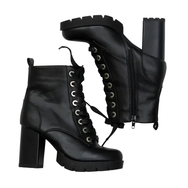 Sincerely Jules Racer Black Lace Up Combat Boots Chunky Heel Ankle Booties 6.5 - Image 4