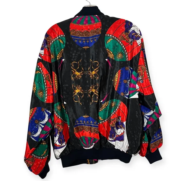 Vintage Kocal Baroque Bomber Jacket Hot Air Balloon Print Windbreaker 80s 1 Size - Image 4