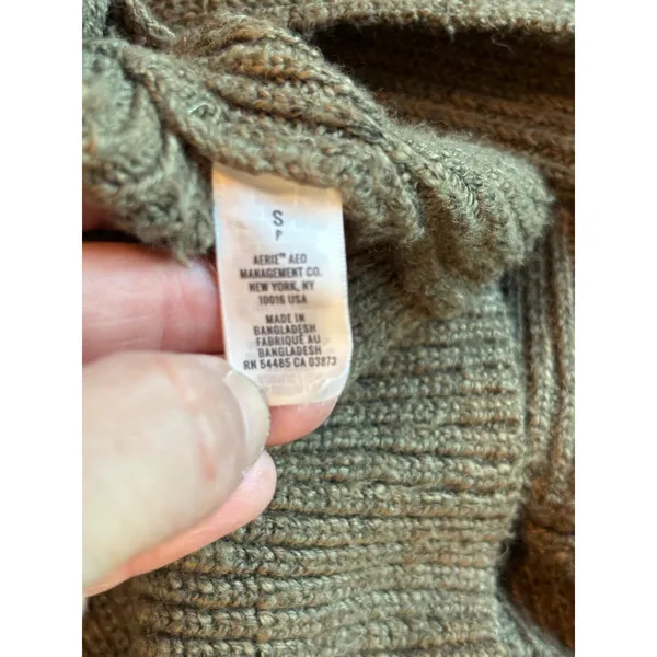 Aerie AEO Olive Green Ribbed Wrap Front Surplice Sweater Small 4170619104 Y2K - Image 8