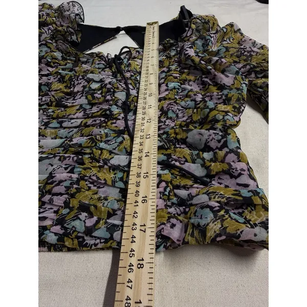 Free People Mabel blouse features a sheer floral print with balloon sleeves F53 - Image 5