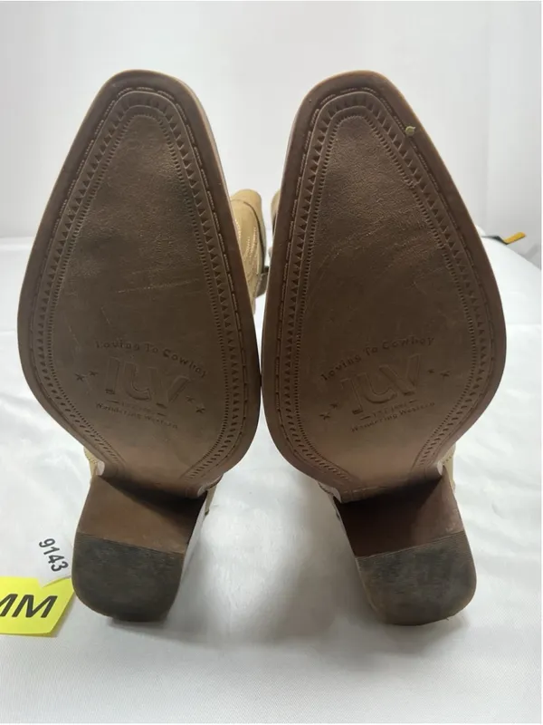 Womans New IUV Pullon Knee High Cowgirl Boots Size 8 Light Brown - Image 5