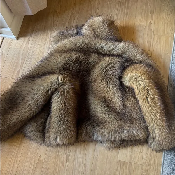 Mango Brown Faux Fur Coat - Image 4