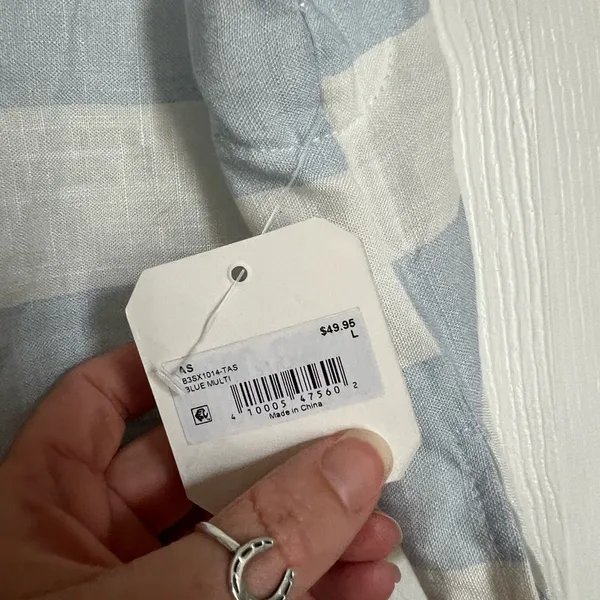Altar’d State NWT shirt blue white stripe top large womens blouse - Image 3