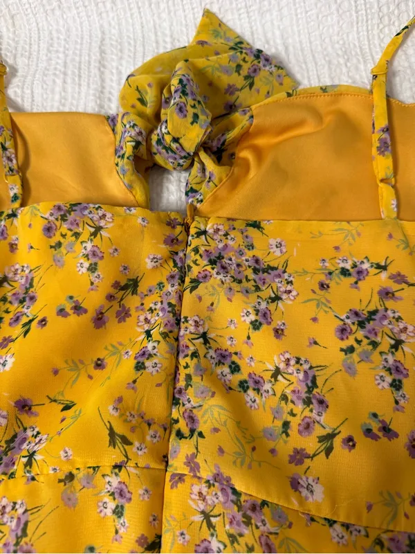 Lulu's Yellow Floral Ruffle Mini Dress - Image 4