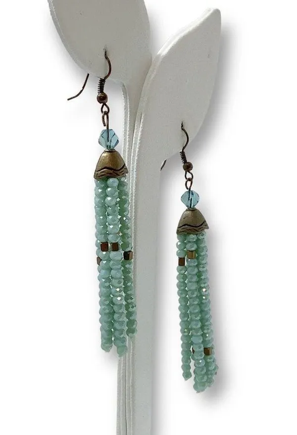 Boho Bohemian Beaded Tassel Drop Hook Retro Earrings - Image 4