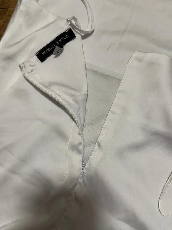 PacSun Kendall & Kylie White Satin Cowl Neck Silky Slip Mini Dress Size S - Image 6