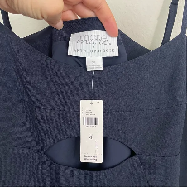 NEW Anthropologie Mare‎ Mare Navy Cut Out Shift Mini Dress Size XL - Image 5