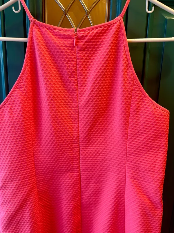Lilly Pulitzer Larina Shift Dress Pink Sun Ray Crochet Lace Neck Halter 10 - Image 6